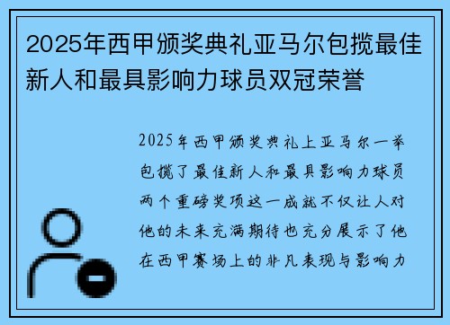 2025年西甲颁奖典礼亚马尔包揽最佳新人和最具影响力球员双冠荣誉