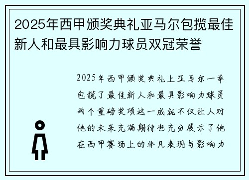2025年西甲颁奖典礼亚马尔包揽最佳新人和最具影响力球员双冠荣誉